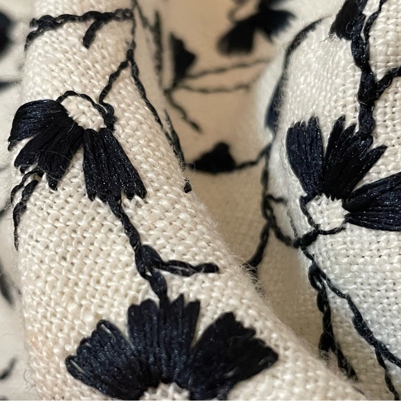 Carolina Herrera ivory tweed navy embroidered sheath midi dress size 4 - Picture 5 of 16